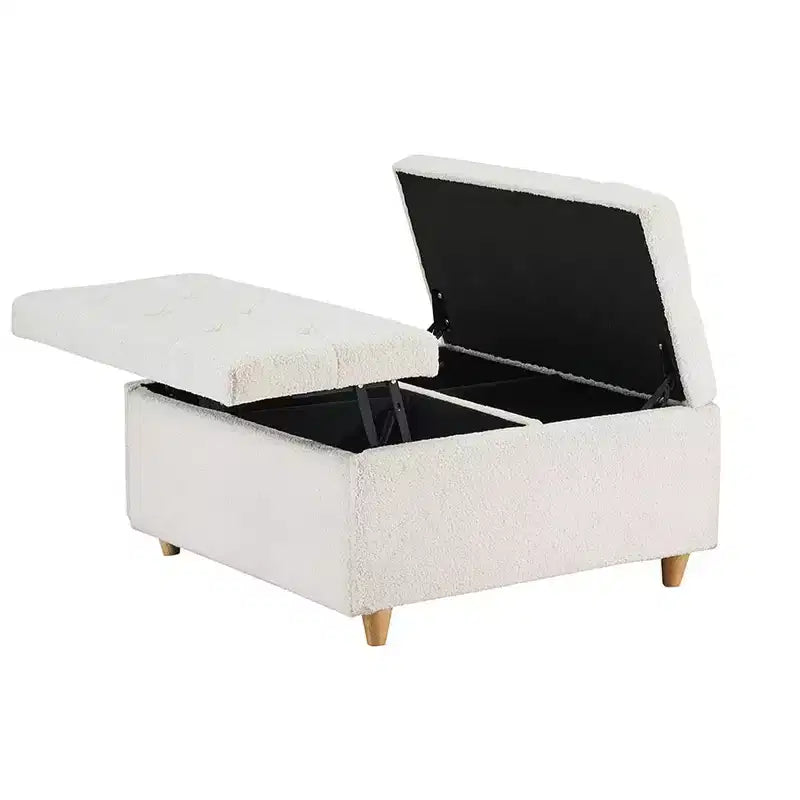 Faux Leather Storage Ottoman with Lift Top, Tufted Upholstered Bench for Bedroom & Living Room, 34.6"W x 34.6"D x 18"H
