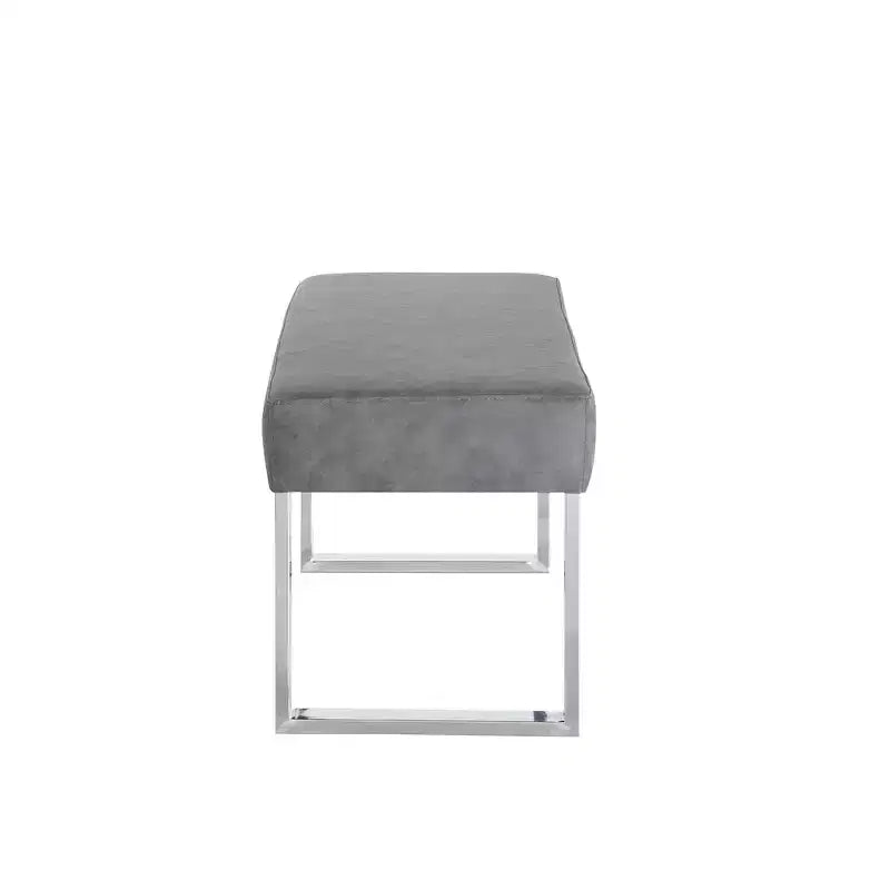 Modern Gray Upholstered Dining Bench, Fabric Seat with Wood Frame