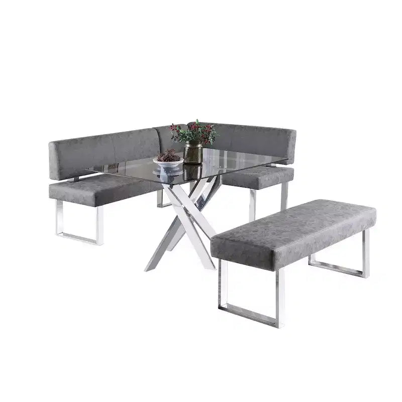 Banc rembourré gris moderne