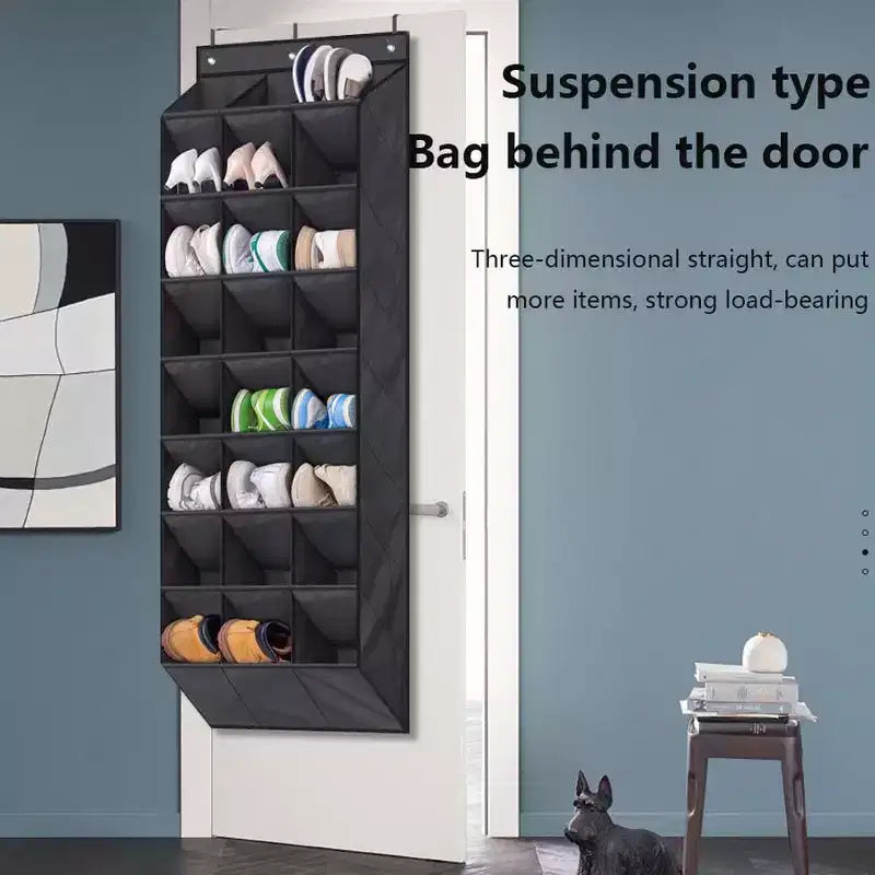 Over The Door Shoe Organizer for Closet, Hanging Shoe Rack Organiser with 24 Large Deep Pockets Shoe Holder for Sneakers Storage