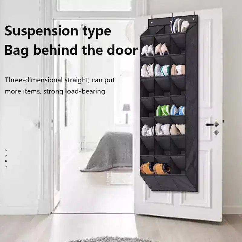 Over The Door Shoe Organizer for Closet, Hanging Shoe Rack Organiser with 24 Large Deep Pockets Shoe Holder for Sneakers Storage
