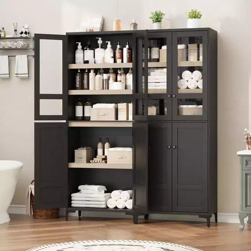 71-Inch Tall Storage Cabinet, 5-Tier Kitchen Pantry with 4 Doors, 27.6"W x 13.9"D, Adjustable Shelves