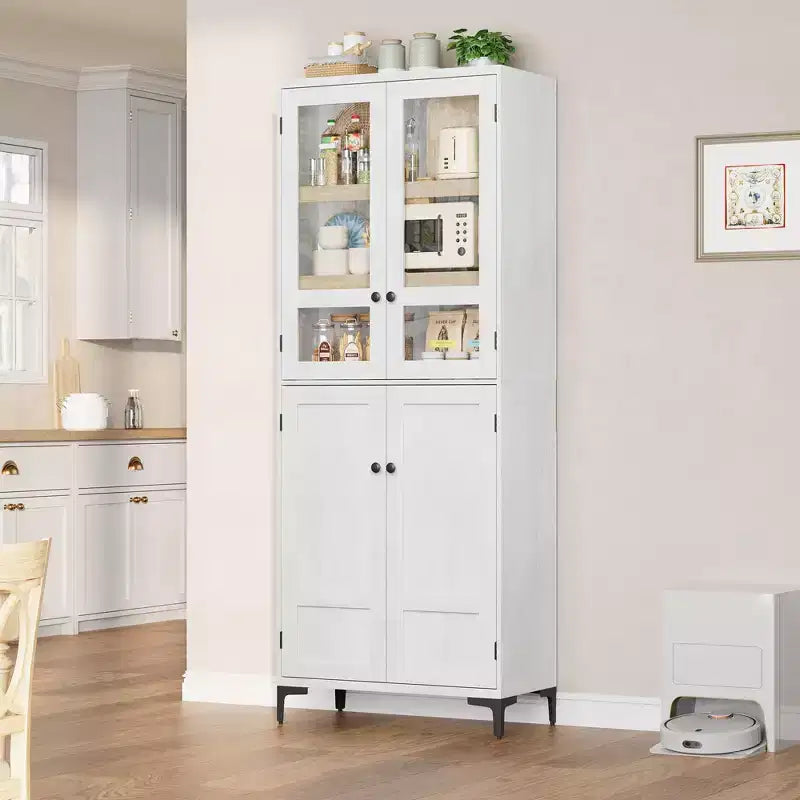 71-Inch Tall Storage Cabinet, 5-Tier Kitchen Pantry with 4 Doors, 27.6"W x 13.9"D, Adjustable Shelves