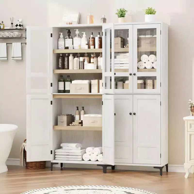 71-Inch Tall Storage Cabinet, 5-Tier Kitchen Pantry with 4 Doors, 27.6"W x 13.9"D, Adjustable Shelves