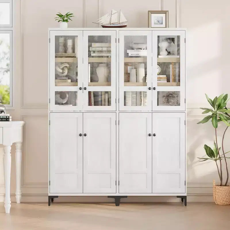71-Inch Tall Storage Cabinet, 5-Tier Kitchen Pantry with 4 Doors, 27.6"W x 13.9"D, Adjustable Shelves