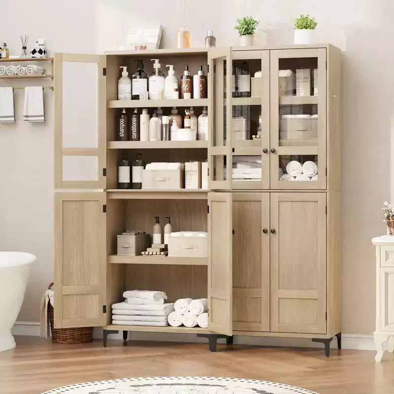 71-Inch Tall Storage Cabinet, 5-Tier Kitchen Pantry with 4 Doors, 27.6"W x 13.9"D, Adjustable Shelves
