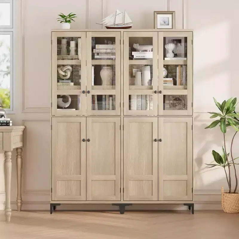 71-Inch Tall Storage Cabinet, 5-Tier Kitchen Pantry with 4 Doors, 27.6"W x 13.9"D, Adjustable Shelves