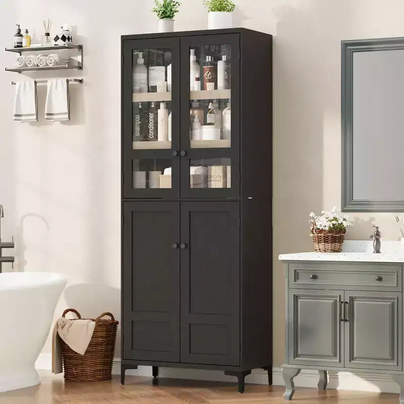71-Inch Tall Storage Cabinet, 5-Tier Kitchen Pantry with 4 Doors, 27.6"W x 13.9"D, Adjustable Shelves