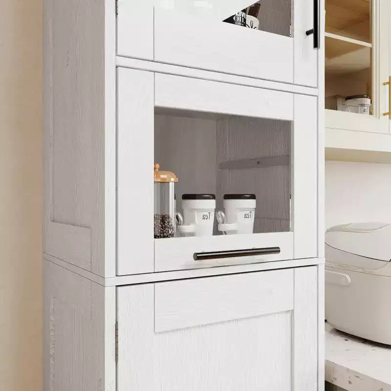 Tall Slim Storage Cabinet with Glass Doors and Adjustable Shelves