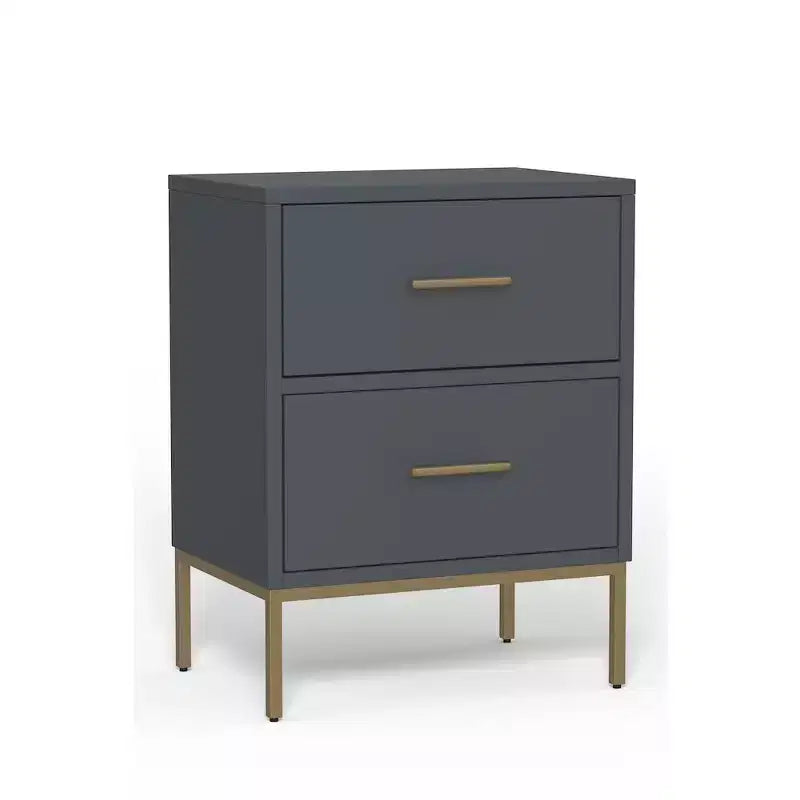 Slate Gray 2-Drawer Nightstand, Mahogany Veneer, 20"W x 15"D x 26"H, Fully Assembled