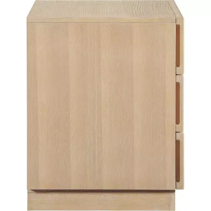 Natural Oak Weave Nightstand, Art Deco Style Bedside Table, 24"W x 19"D x 24"H