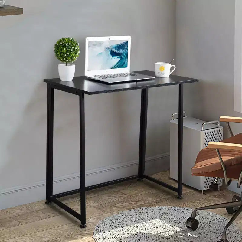 Collapsible Metal Computer Desk, 31.5"W x 17.7"D x 29.9"H, Black, Home Office Study Table