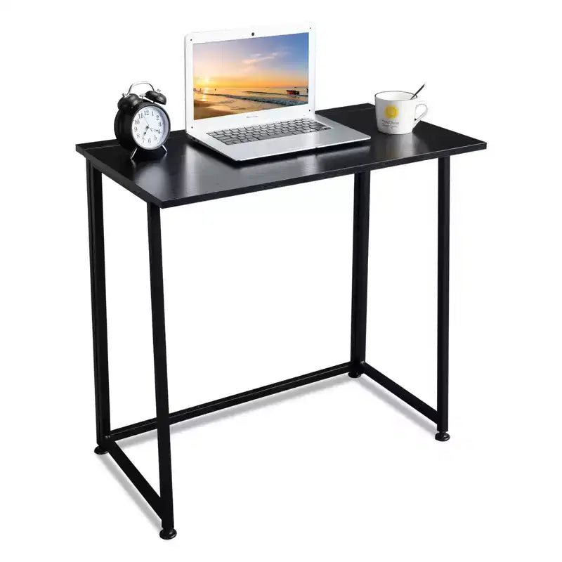 Collapsible Metal Computer Desk, 31.5"W x 17.7"D x 29.9"H, Black, Home Office Study Table