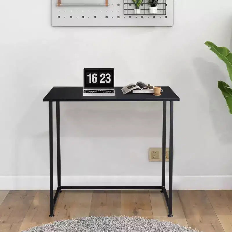 Collapsible Metal Computer Desk, 31.5"W x 17.7"D x 29.9"H, Black, Home Office Study Table