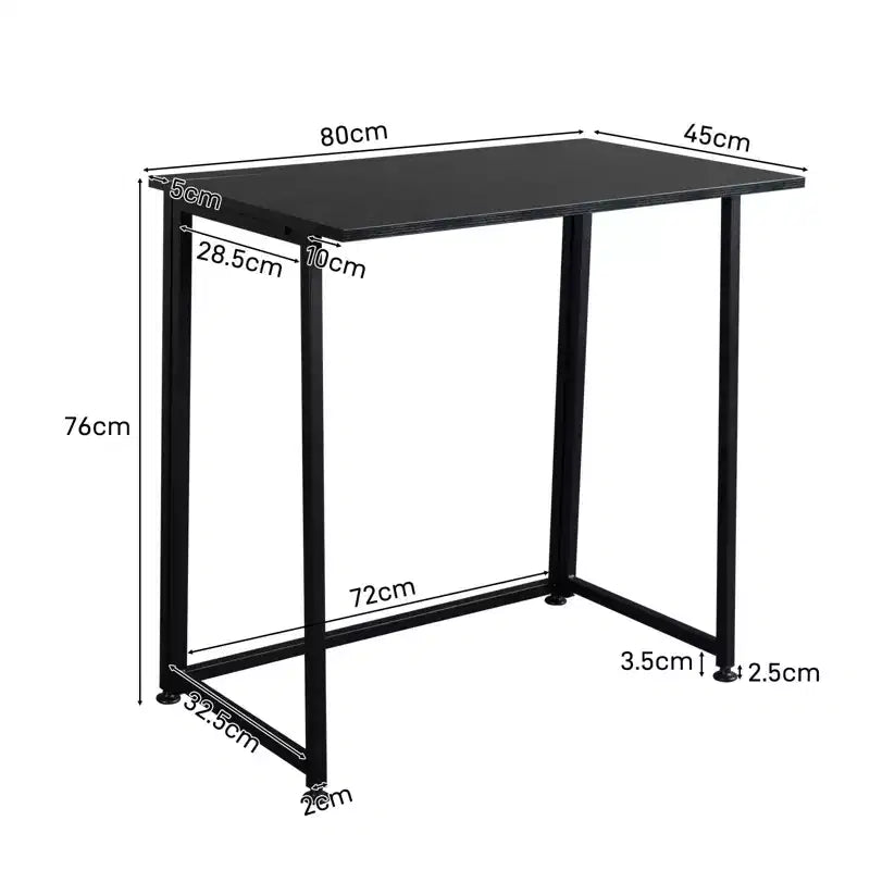 Collapsible Metal Computer Desk, 31.5"W x 17.7"D x 29.9"H, Black, Home Office Study Table