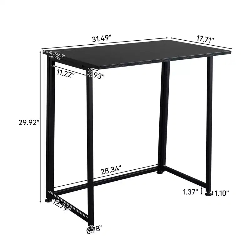 Collapsible Metal Computer Desk, 31.5"W x 17.7"D x 29.9"H, Black, Home Office Study Table