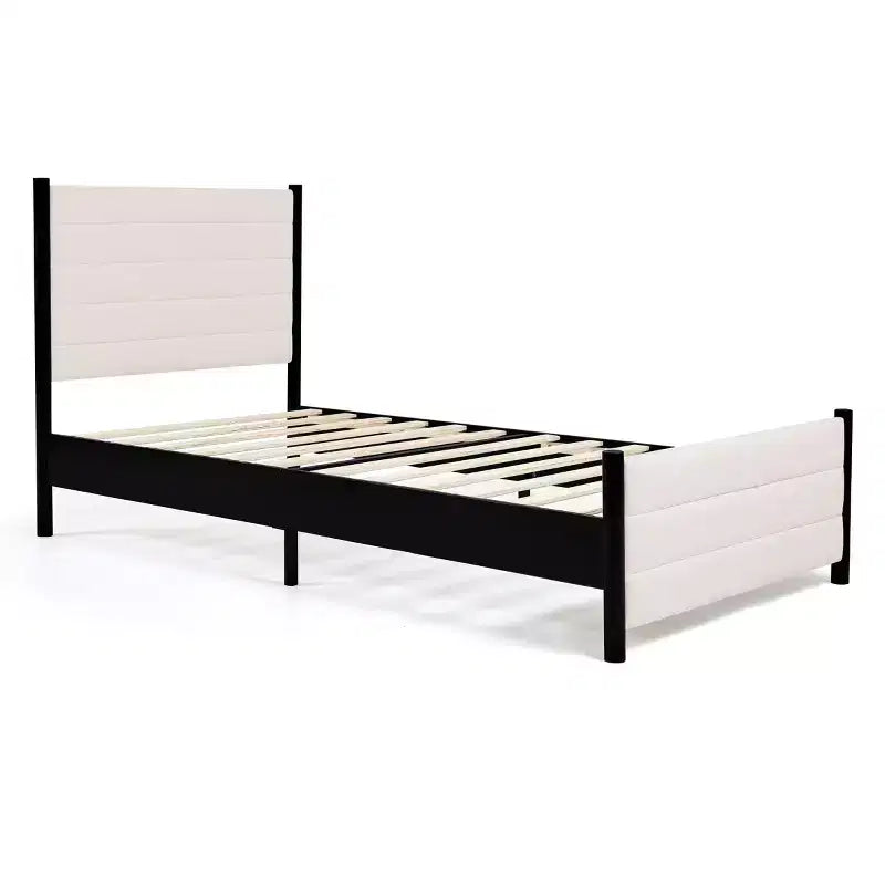 Upholstered Wingback Platform Bed Frame, Solid Wood Legs, No Box Spring Required – Twin/Full/Queen/King