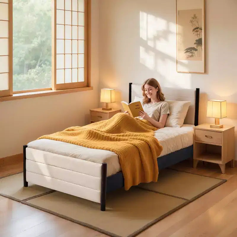 Upholstered Wingback Platform Bed Frame, Solid Wood Legs, No Box Spring Required – Twin/Full/Queen/King