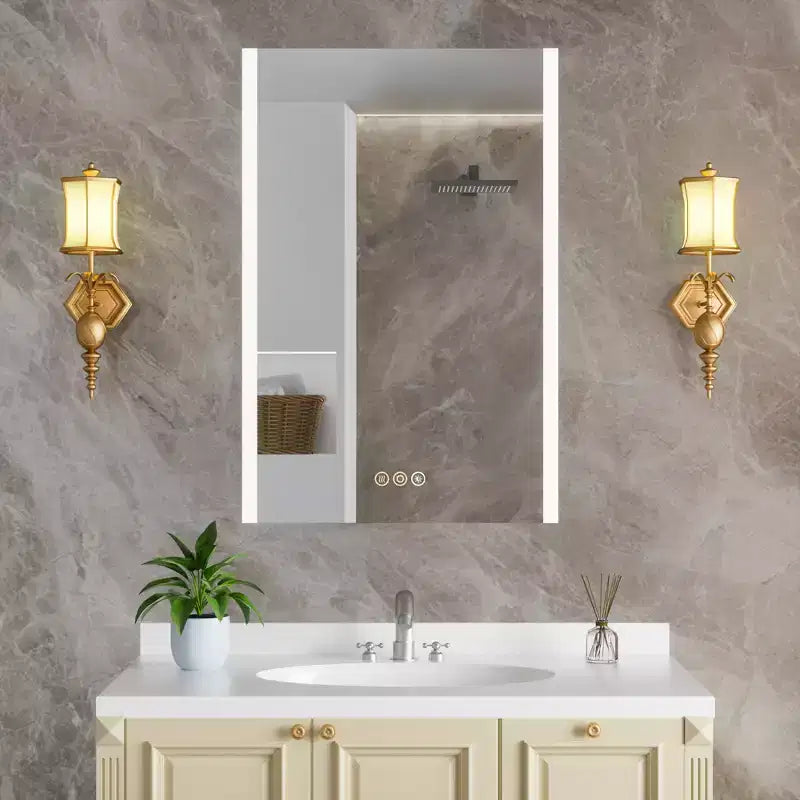 LED Medicine Cabinet with Mirror – Surface or Recessed Mount, Dimmable Light, Anti-Fog, USB Port & Outlet