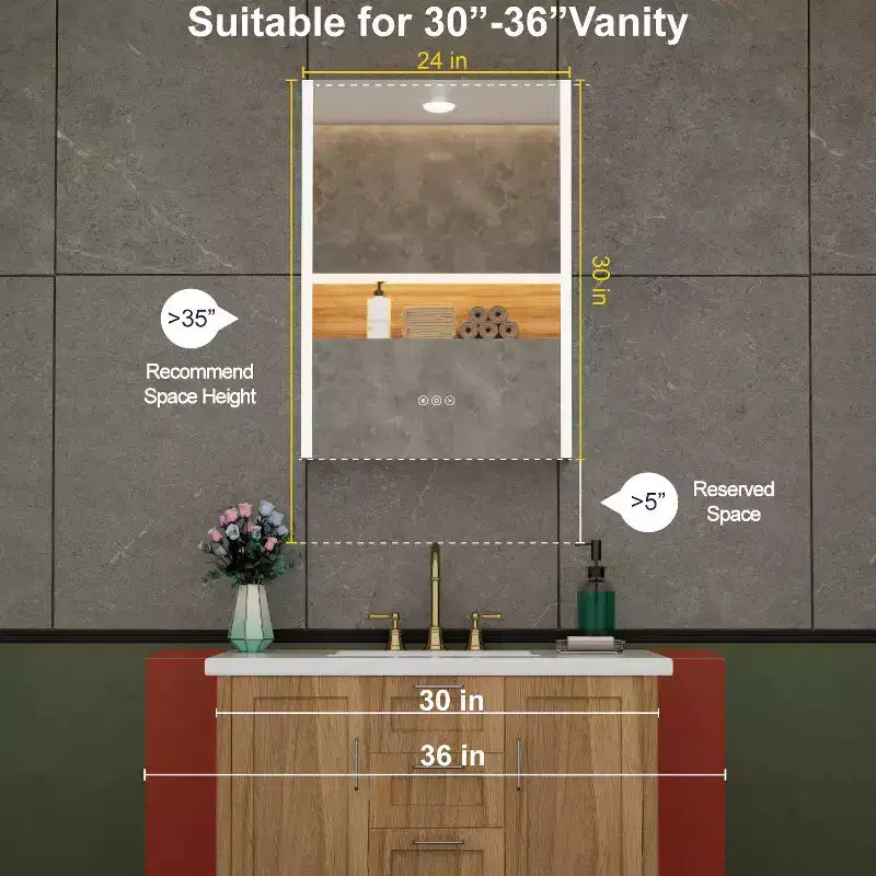 LED Medicine Cabinet with Mirror – Surface or Recessed Mount, Dimmable Light, Anti-Fog, USB Port & Outlet