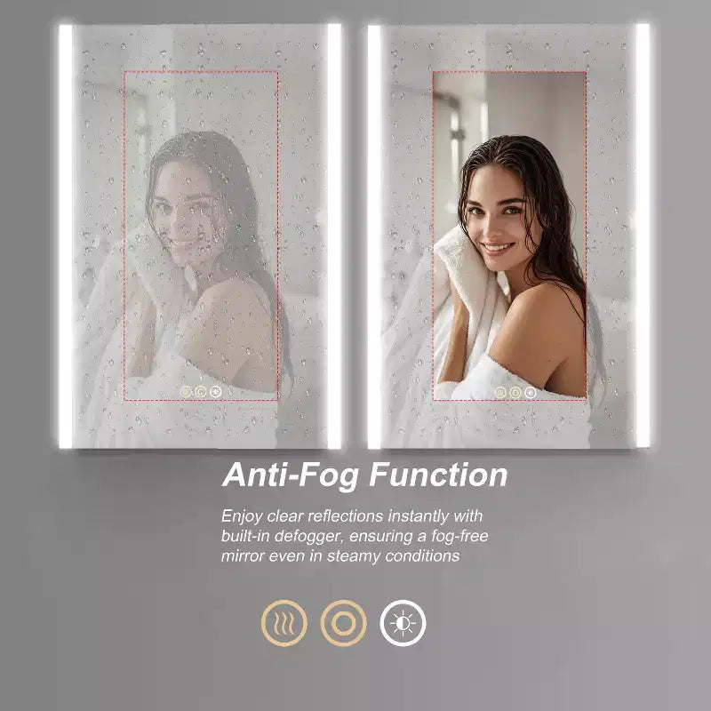 LED Medicine Cabinet with Mirror – Surface or Recessed Mount, Dimmable Light, Anti-Fog, USB Port & Outlet