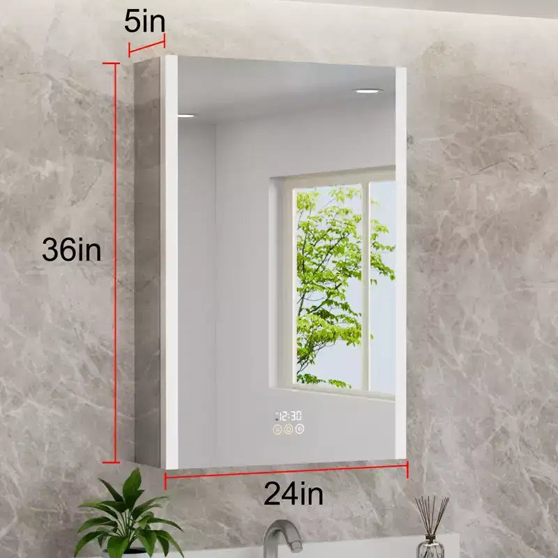 LED Medicine Cabinet with Mirror – Surface or Recessed Mount, Dimmable Light, Anti-Fog, USB Port & Outlet
