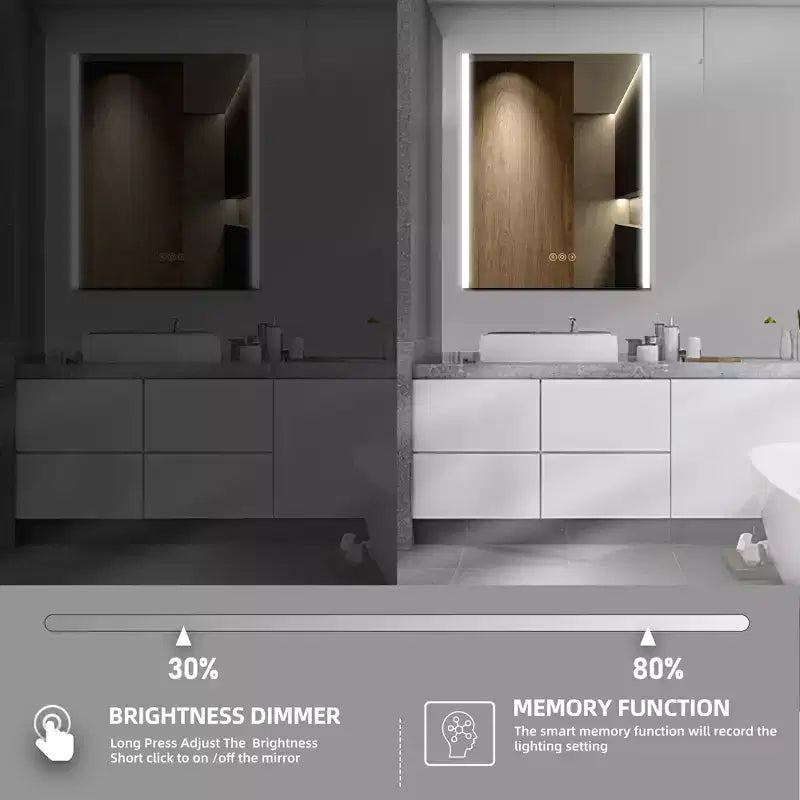 LED Medicine Cabinet with Mirror – Surface or Recessed Mount, Dimmable Light, Anti-Fog, USB Port & Outlet
