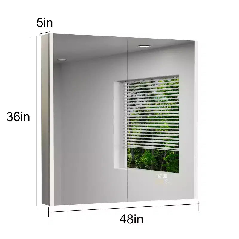 LED Medicine Cabinet with Mirror – Surface or Recessed Mount, Dimmable Light, Anti-Fog, USB Port & Outlet