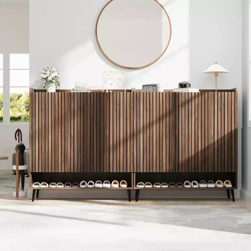 Large Shoe Cabinet with 3 Doors, Adjustable Shelves, Shoe Organizer for Hallway, Entryway, Living Room