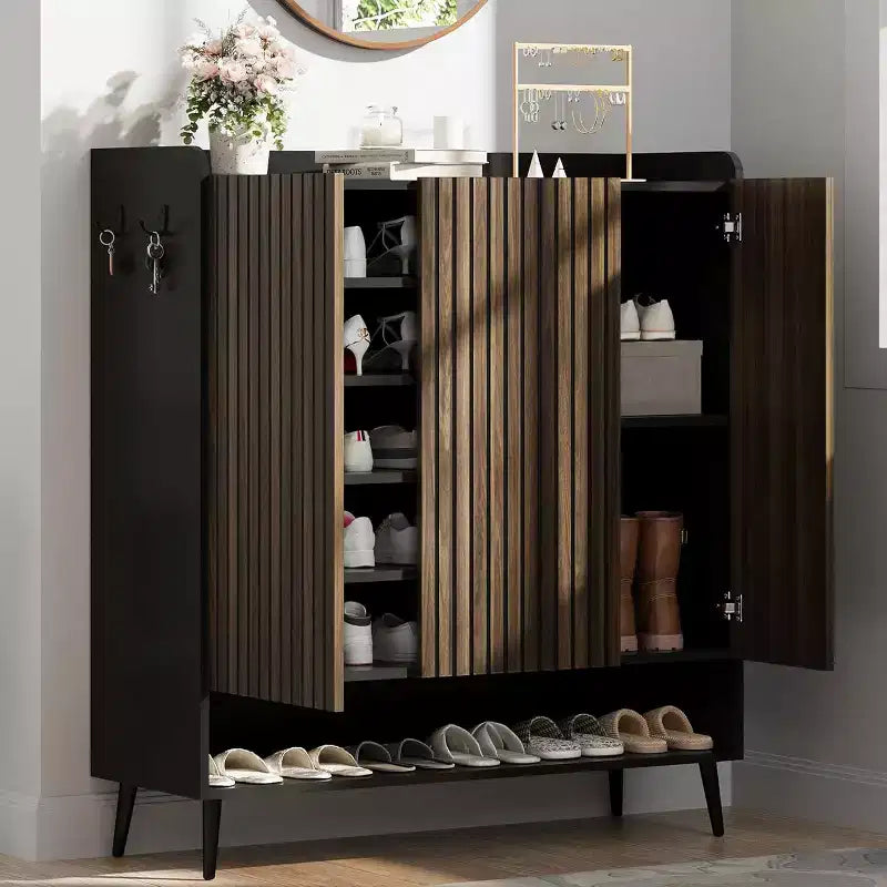 Large Shoe Cabinet with 3 Doors, Adjustable Shelves, Shoe Organizer for Hallway, Entryway, Living Room