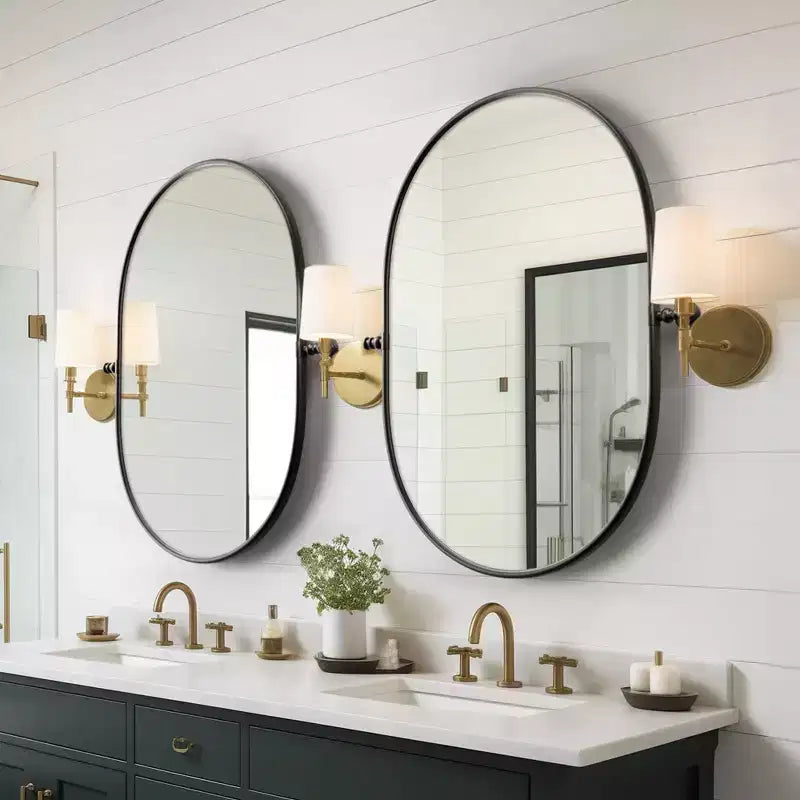 31 In.H x 24 In.W Black Iron Wall Mirror