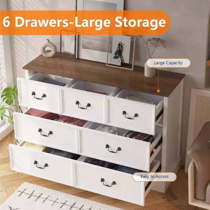 7-Drawer Wood Dresser Chest, Rustic Farmhouse Storage Organizer for Bedroom, Living Room, Hallway