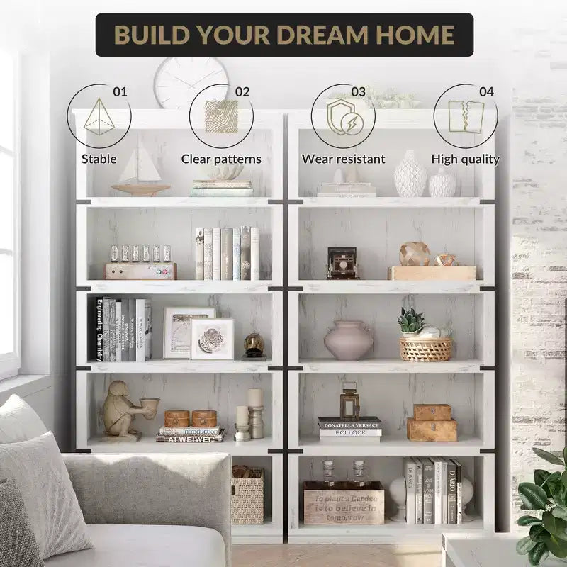 5-Tier Bookcase with Open Shelves