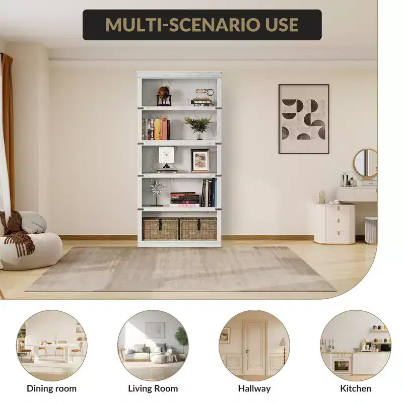 5-Tier Bookcase with Open Shelves