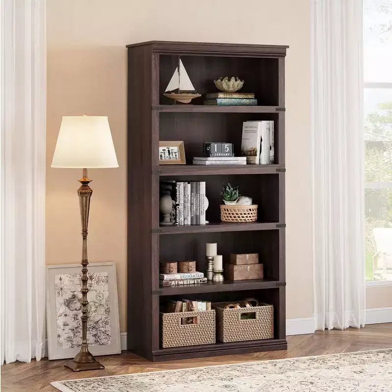 5-Tier Bookcase with Open Shelves