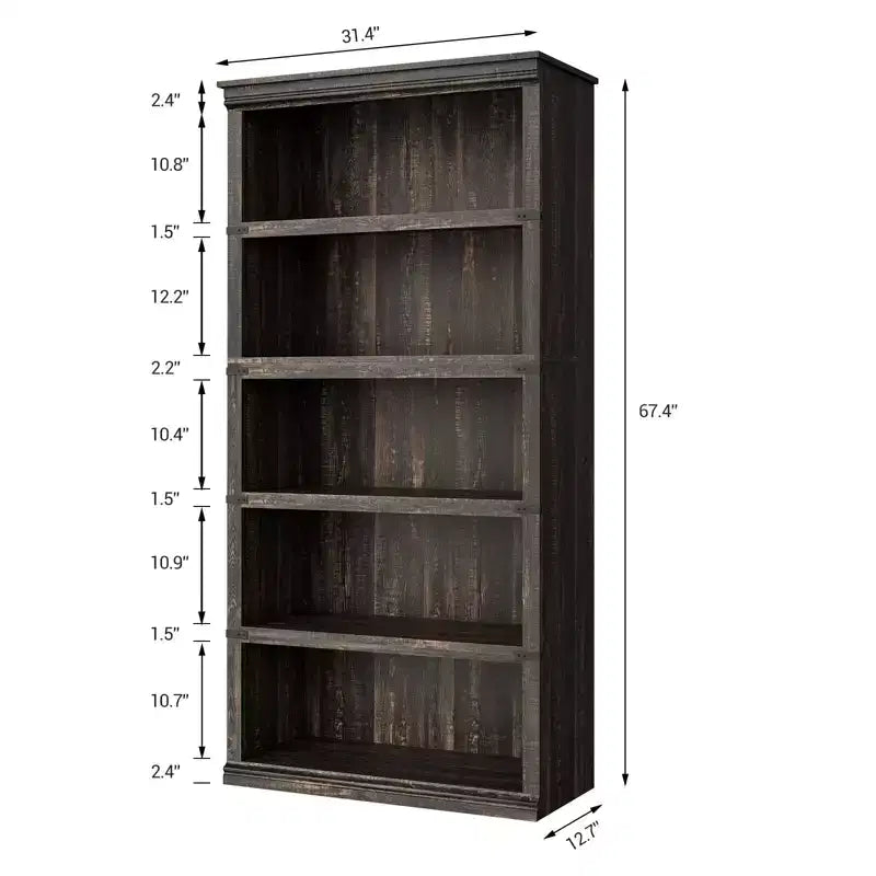 5-Tier Bookcase with Open Shelves