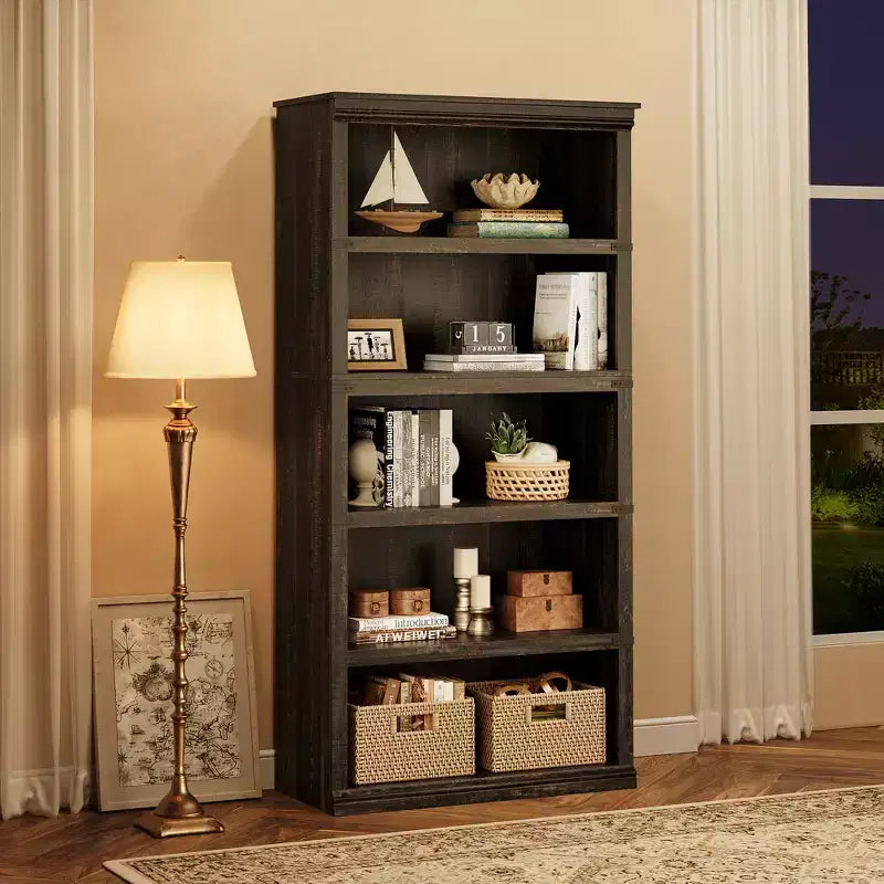 5-Tier Bookcase with Open Shelves